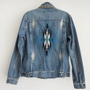 Remi Relief Golden State Denim Jacket Large Embroidered Ortega Chimayo Studded